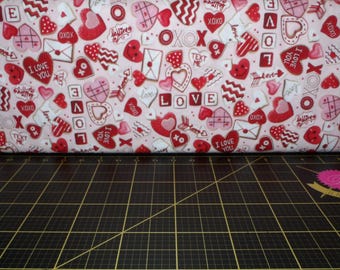 Timeless Treasures. Be Mine. XOXO Valentine Heart Cookies Pink DIGITALLY PRINTED