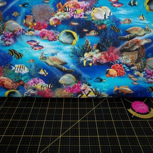 P&B Textiles. Underwater Fantasy. All Over Fish Multi DIGITALLY PRINTED