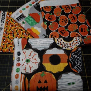 Boolicious Fat Quarter Bundle - 4 Piece Free Spirit Halloween Donuts, Cupcakes, Candy Corn, and Pumpkins FQ Bundle - 100% Cotton Fabric
