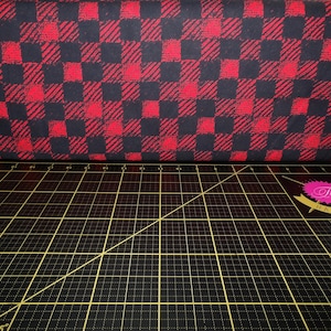 Windham Fabrics. Merry & Mod. Plaid Blanket Cherry DIGITALLY PRINTED - Buffalo Plaid Check Fabric