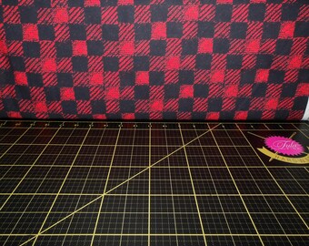 Windham Fabrics. Merry & Mod. Plaid Blanket Cherry DIGITALLY PRINTED - Buffalo Plaid Check Fabric