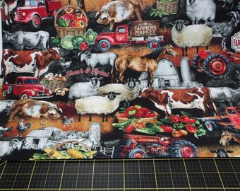 Michael Miller. Fresh & Local. Farm To Table Black DIGITAL PRINT