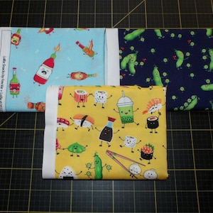 Asian Lollie Snacks Fat Quarter Bundle - 3 Piece Freckle & Lollie Ramen, Hot Sauce, Edamame, and Sushi FQ Set - 100% Cotton