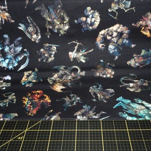 QT Fabrics. Wizards and Warriors. Character Toss Black