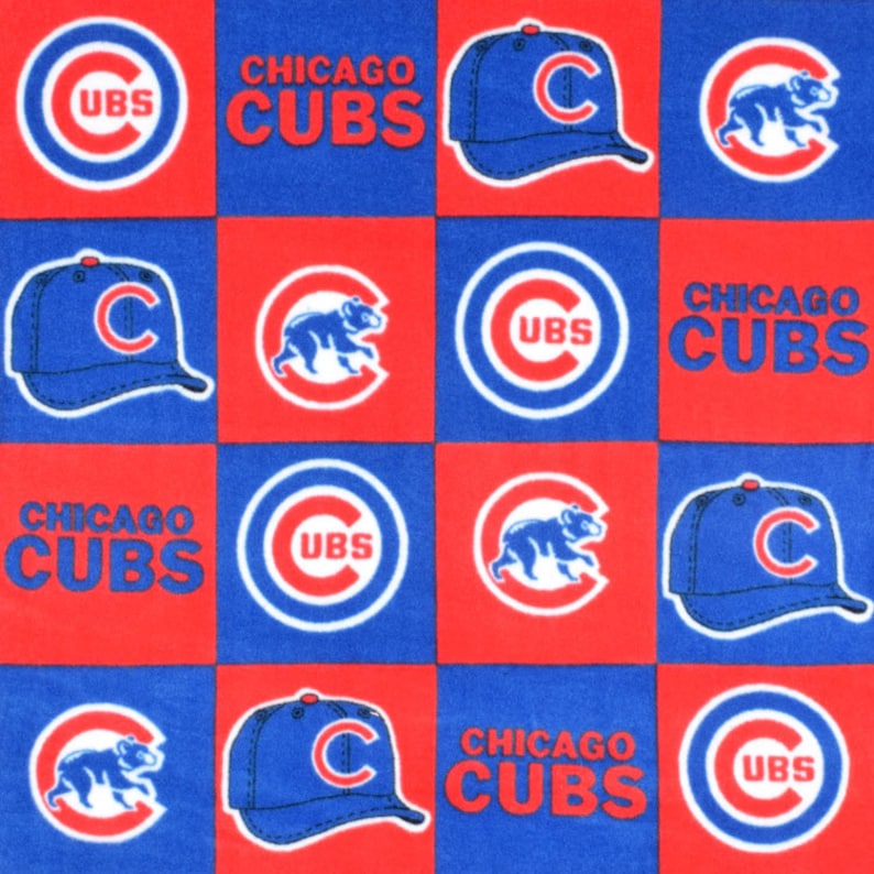 Cubs Blocks FLEECE Fabric Traditions BTY Choose your cut of fabric