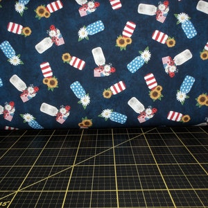 Michael Miller. All American. American Made Navy - 4th of July Mason Jar Fabric