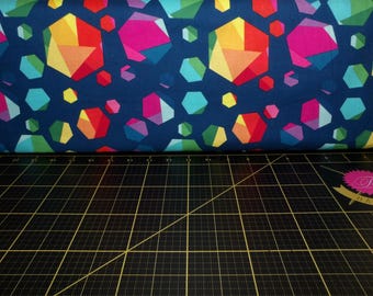 Riley Blake. Create. Rainbow Geo Gems Navy