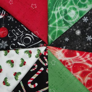Holiday Chalkboard Fat Quarter Bundle - 8 Piece Timeless Treasures Winter / Christmas Chalkboard Style FQ Bundle - 100% Cotton Fabric
