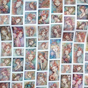 QT Fabrics. Enchanted. Fairy Portrait Patches White 2/3 yd repeat