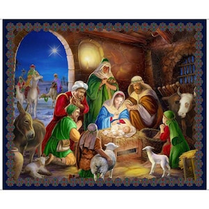 QT Fabrics. A King Is Born. Nativity Panel Full Yard Multi DIGITAL PRINT