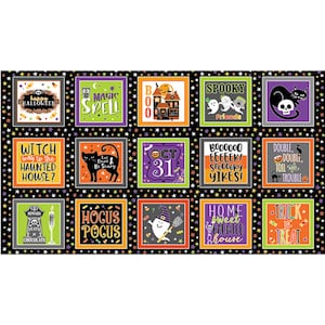 Kanvas. Glow-O-Ween. Boxes Panel 2/3 yd Glow in the Dark