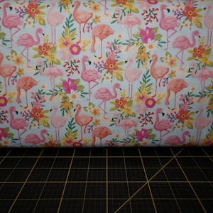 Timeless Treasures. Forever Summer. Tropical Flamingos Aqua
