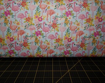 Timeless Treasures. Forever Summer. Tropical Flamingos Aqua