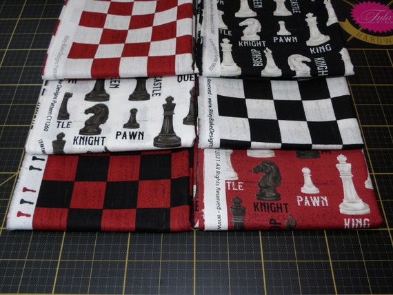 Checkmate Chess Fabric 100% Quilters Cotton Chess Board Game