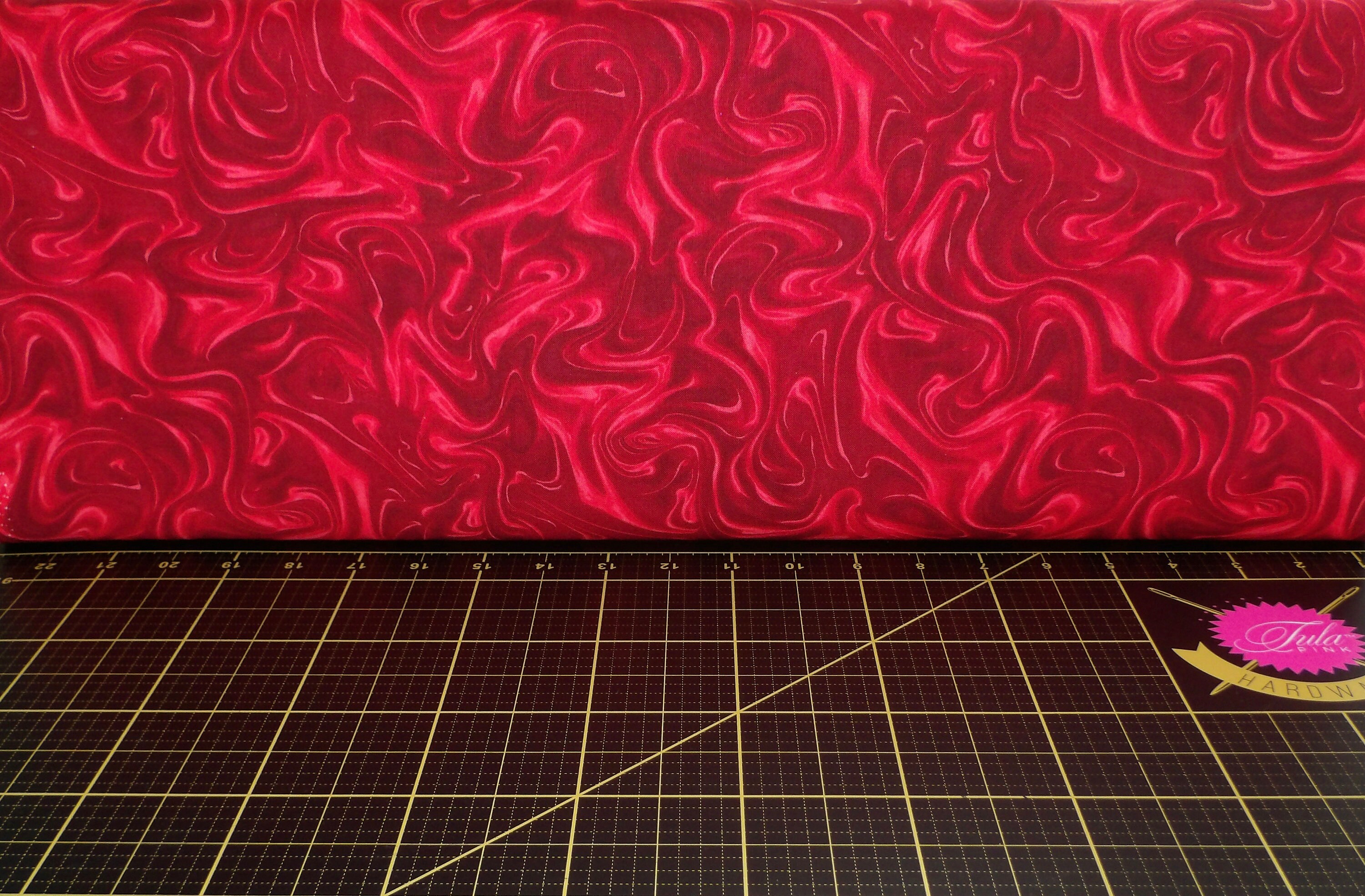 Kanvas. Marbleized Scarlet Red - Twirling Marble Motif 100% Cotton