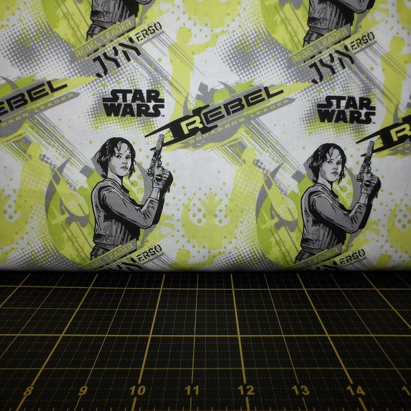 Camelot Fabrics. Star Wars. Rogue One. Jyn Erso in Lime