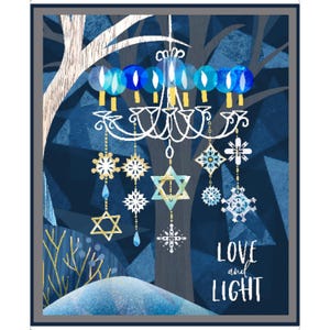 QT Fabrics. Love & Light. Hanukkah Panel Full Yard