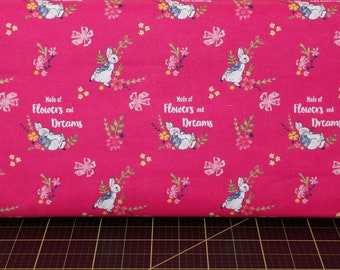 The Craft Cotton Co. Peter Rabbit Flowers & Dreams Main Pink