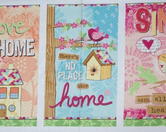 Red Rooster. No Place Like Home Banner Panel 2/3 yd - Home Sweet Home Panel