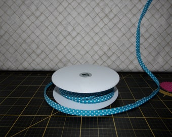 Polka-Dot Piping, 10 mm - Turquoise - French Printed Piping by the yard