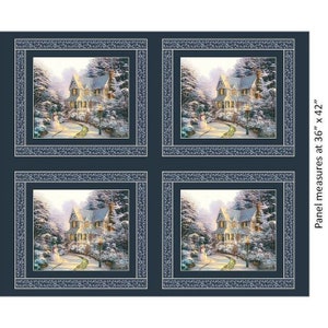 Thomas Kinkade. Night Before Christmas Panel DIGITALLY Printed Full Yard