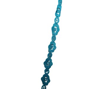 Dentelle florale de Gênes, 16 mm - turquoise - bordure en dentelle non extensible - lot de bordures fabriquées en France de haute qualité