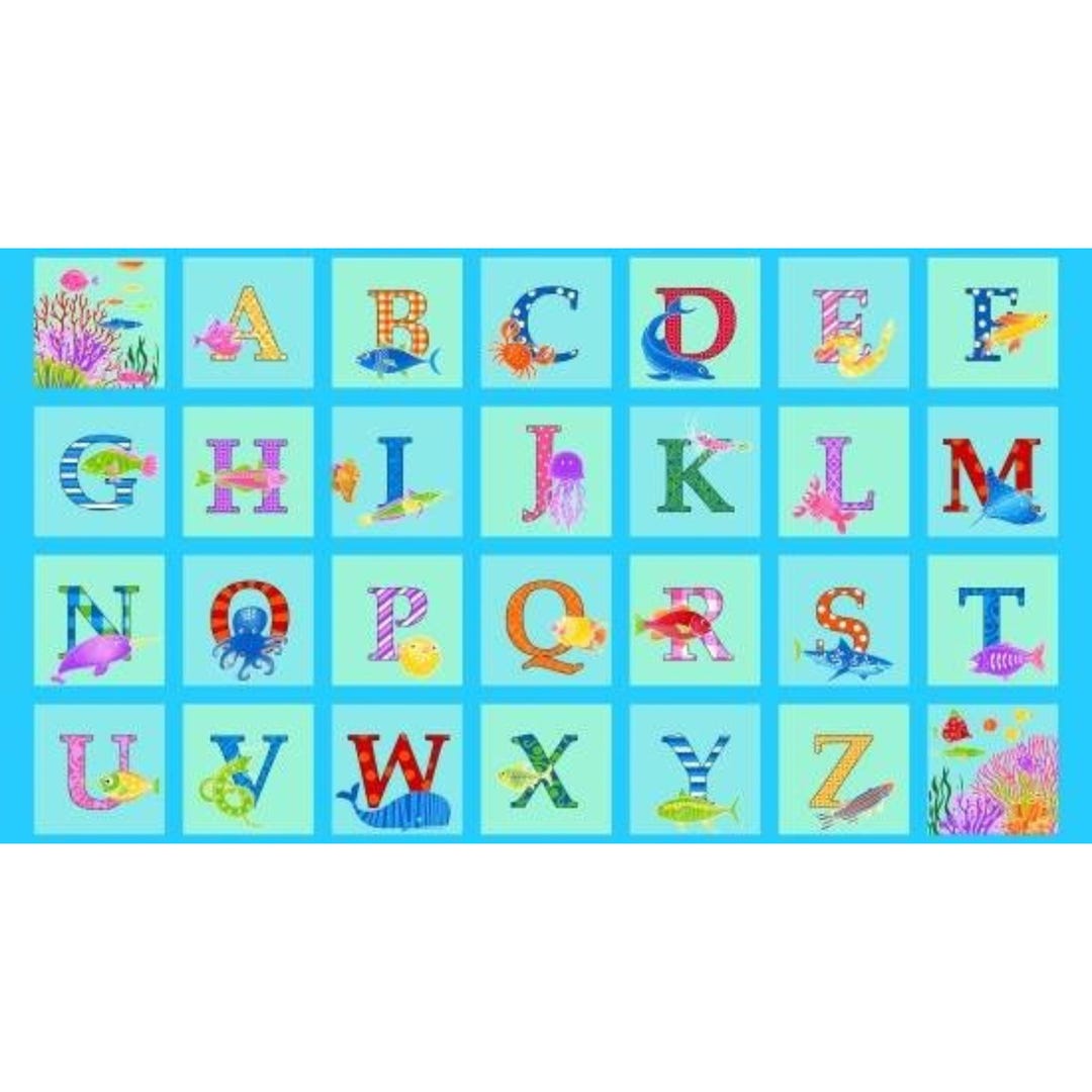 Studio E. Alpha Fish. Alpha Blocks Panel 2/3 Yard - Etsy