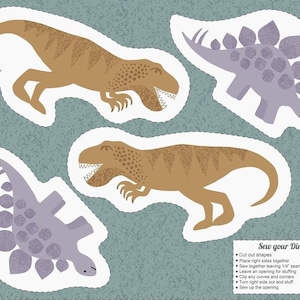 Lewis & Irene. Kimmeridge Bay. Dinosaur Stuffie Fat Quarter Panels - Each panel makes 2 stuffies