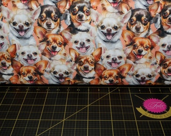 David Textiles. Chihuahuas Allover Peach DIGITALLY PRINTED