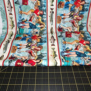 Michael Miller. Girls Gone Fishing. Perfect Spot Stripe Slate DIGITAL PRINT