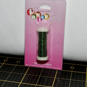 Green Elastic Thread, 15 Meters x 0.6mm Spool - used for gathering, crimping, smocking, and bracelet making - 100% nylon
