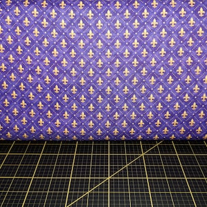 FINAL 27 inches - QT Fabrics. Mardi Gras. Fleur Di Lis Purple Digitally Printed