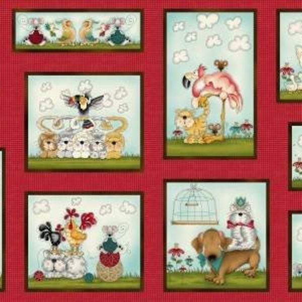 Henry Glass. No Fowl Play Blocks Red 2/3 yd - designed by Leanne Anderson and Kaytlyn Kuebler from Whole Country Caboodle