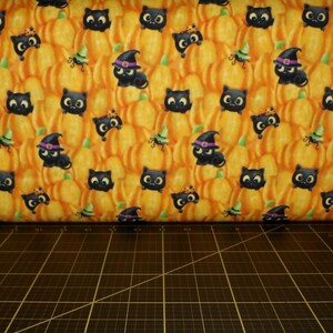 Northcott. Double Bubble Kitty Trouble. Pumpkins Orange