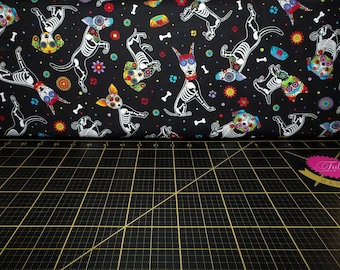 Timeless Treasures. Day of the Dead Pups - Day of the Dead Fabric