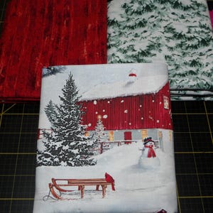Farmstead Friends 3 Yard Quilt Kit - 3 Piece Northcott Red Barn Winter Quilt Kit - 100% Cotton - Panel Optional