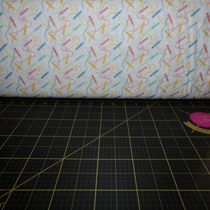 Camelot Fabrics. Teachers Rule. Crayons White