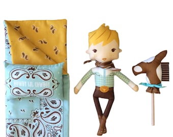 Moda. Howdy Lil Cowboy Panel Full Yard - Cut & Sew Panel Designed by Stacy Iest Hsu - Sews into a Cowboy, Hobby Horse, and a Sleeping Bag