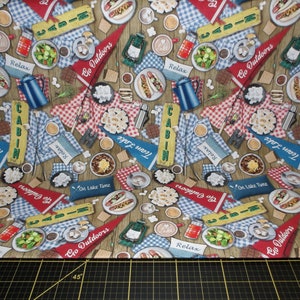 Timeless Treasures. On Lake Time. S'more Table on Lake Time Multi DIGITALLY PRINTED