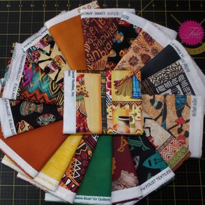 African Fat Quarter Bundle - Paquete de FQ africano de 18 piezas con múltiples impresiones culturales y tribales africanas con licuadoras - 100% algodón