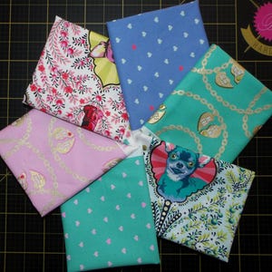 Besties Puppy Dog Eyes Fat Quarter Bundle - 6 Piece Tula Pink Dogs, Dog Collars, and Unconditional Love FQ Bundle - 100% cotton