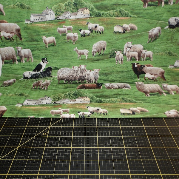 Elizabeth's Studio. Farm Animals. Sheep Scenic Green