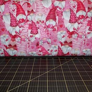 Timeless Treasures. Gnomentine. Gnomes and Hearts Valentine Multi DIGITALLY PRINTED