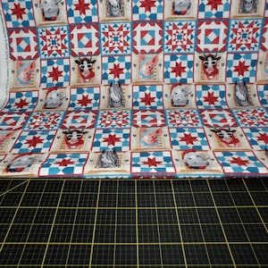 Blank Quilting. Dressed Up On The Farm. Patchwork Ivory - red, white, and blue farm fabric