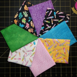 All Dolled Up Fat Quarter Bundle - 8 Piece Shoes and Lipstick Fashion Themed FQ Bundle - 100% cotton woven