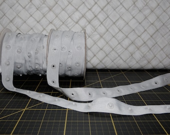 Snap Tape Pale Grey - Baby and Toddler Clothing and Bib Closure Snaps by the yard - No need for a snap press!