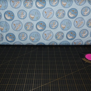 Clothworks. GHMILY 2024. Badges Light Slate - Guess How Much I Love You Fabric