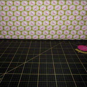FINAL YARD - Free Spirit. Darling Meadow. Bunny Olive - Cute Rabbit Fabric