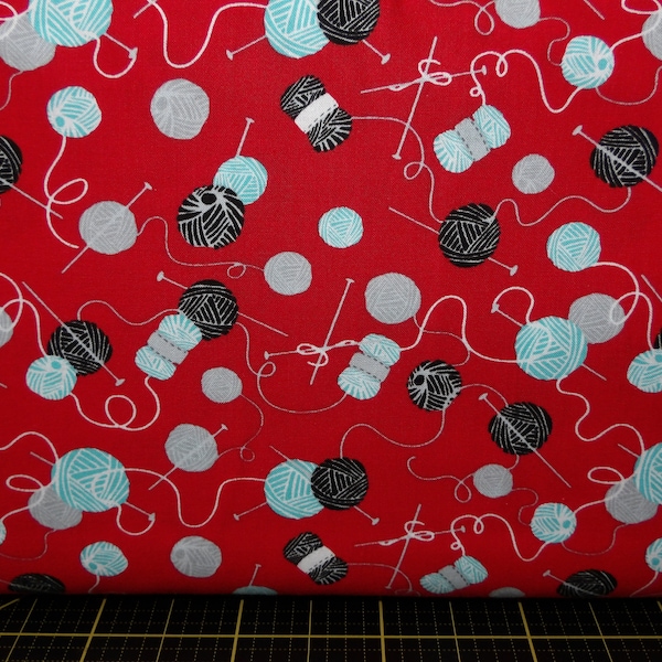 Knitting Theme Fabric Etsy