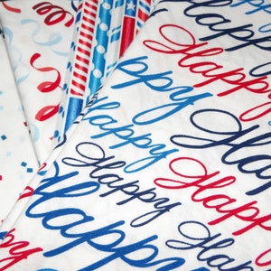 Happy Birthday USA Fat Quarter Bundle - 4-teiliger Vaterländischer Geburtstag / 4. Juli FQ Bundle - 100% Baumwolle gewebt